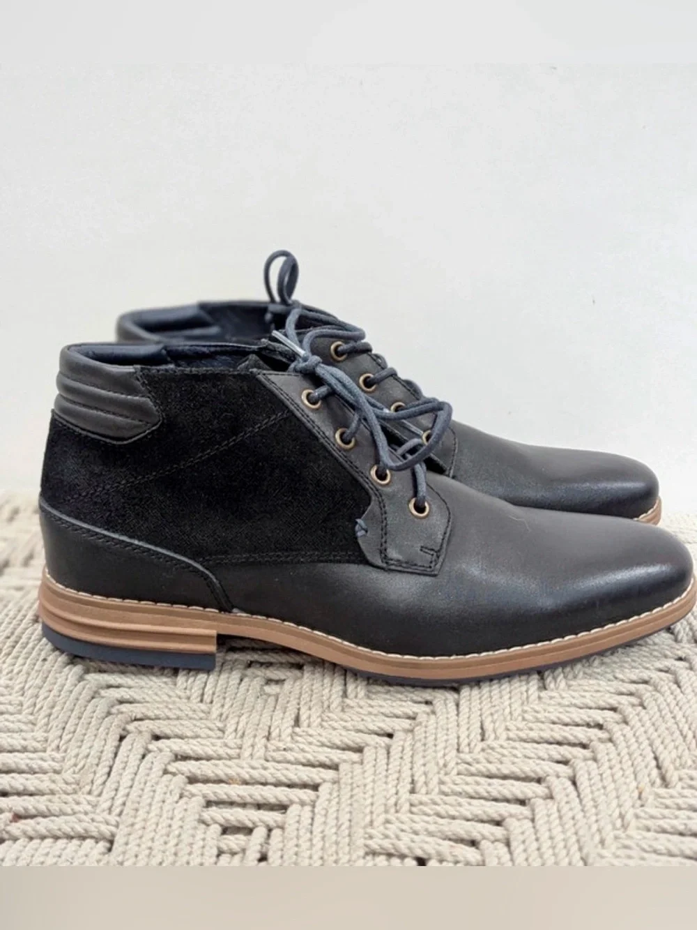 Franco Fortini Men’s Black Leather Chukka Boots Black Size 10 NWOB